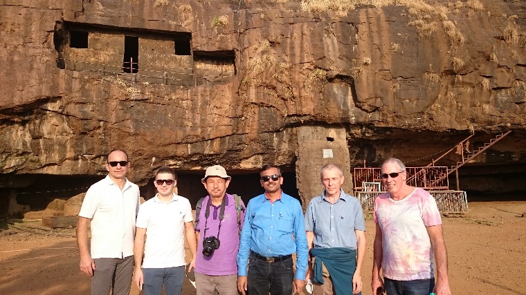 Visit to UNESCO world heritage site Karla Cave, India (L-R: Er. Diego Marchetti, Mr. Constantin, Prof. Ikuo Towhata, Prof. Deepankar Choudhury, Dr. Michael Lisyuk and Dr. Chris Haberfield)