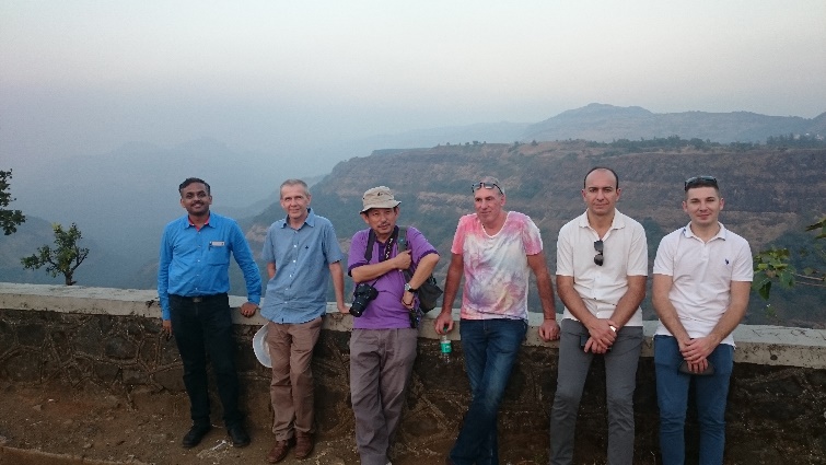 Visit to Western Ghat hills in Lonavala, India (L-R: Prof. Deepankar Choudhury, Dr. Michael Lisyuk, Prof. Ikuo Towhata, Dr. Chris Haberfield, Er. Diego Marchetti and Mr. Constantin)